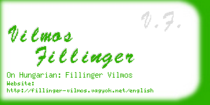 vilmos fillinger business card
